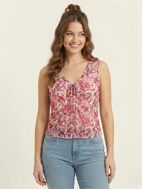 Sheer Floral sleeveless lightweight top